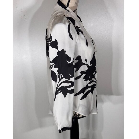 Joie KAYVAN Floral Silk Blouse, Porcelain / Black, Womens Size XS - Picture 3 of 7